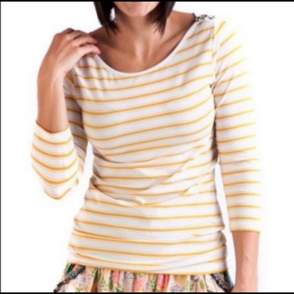 Matilda Jane It’s a Wonderful Parade Sunny mustard yellow & white top size small